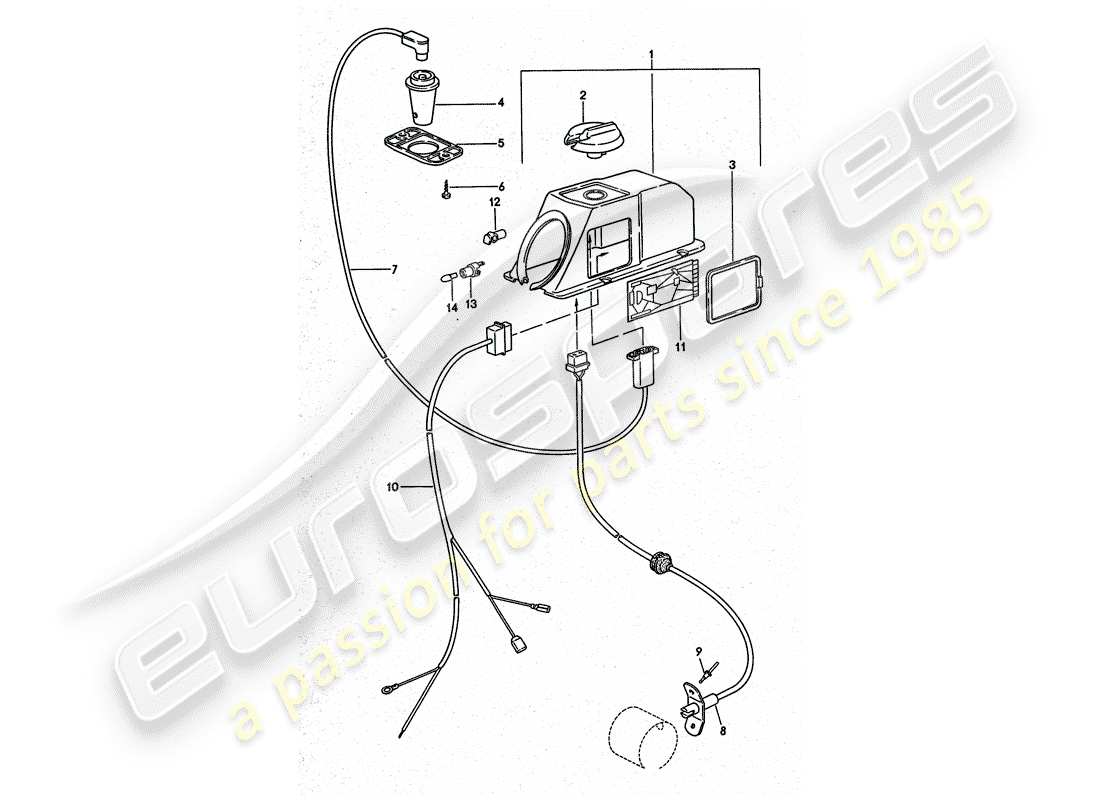 porsche 1977 (911 turbo) meccanismo di controllo - per - riscaldatore diagramma delle parti