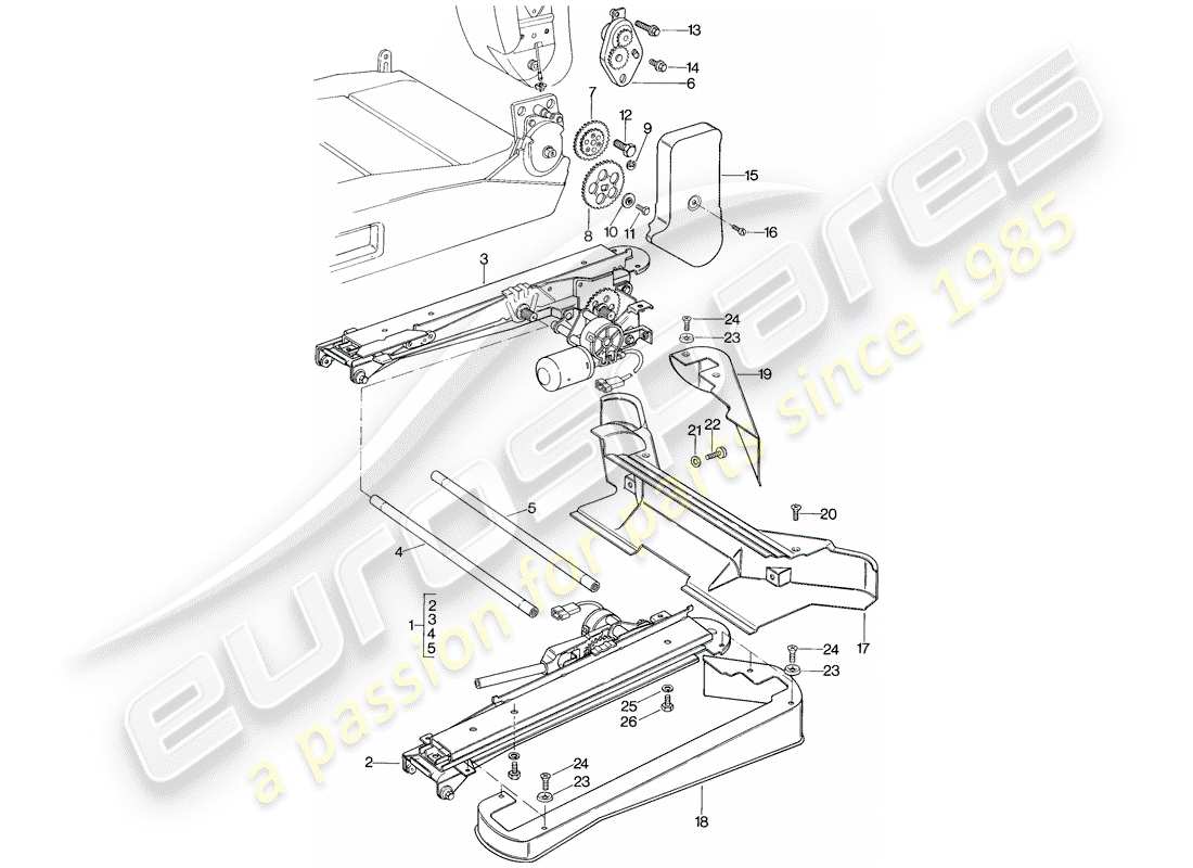 porsche 1986 (928) sedile anteriore - impianto elettrico - d >> - mj 1984 schema delle parti