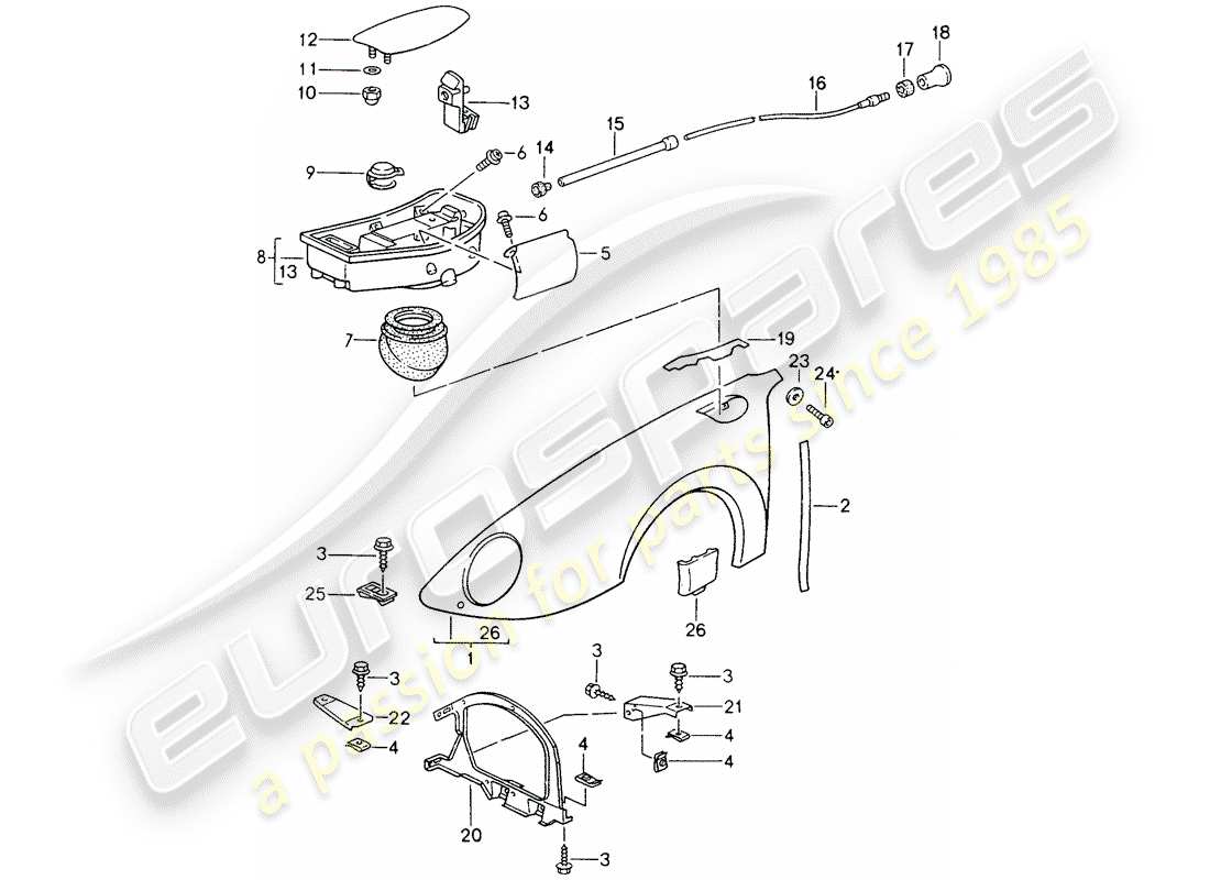 porsche 1994 (993) parafango diagramma delle parti