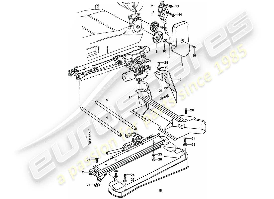 porsche 1982 (928) regolatore sedile - sedile comfort - parti singole schema delle parti