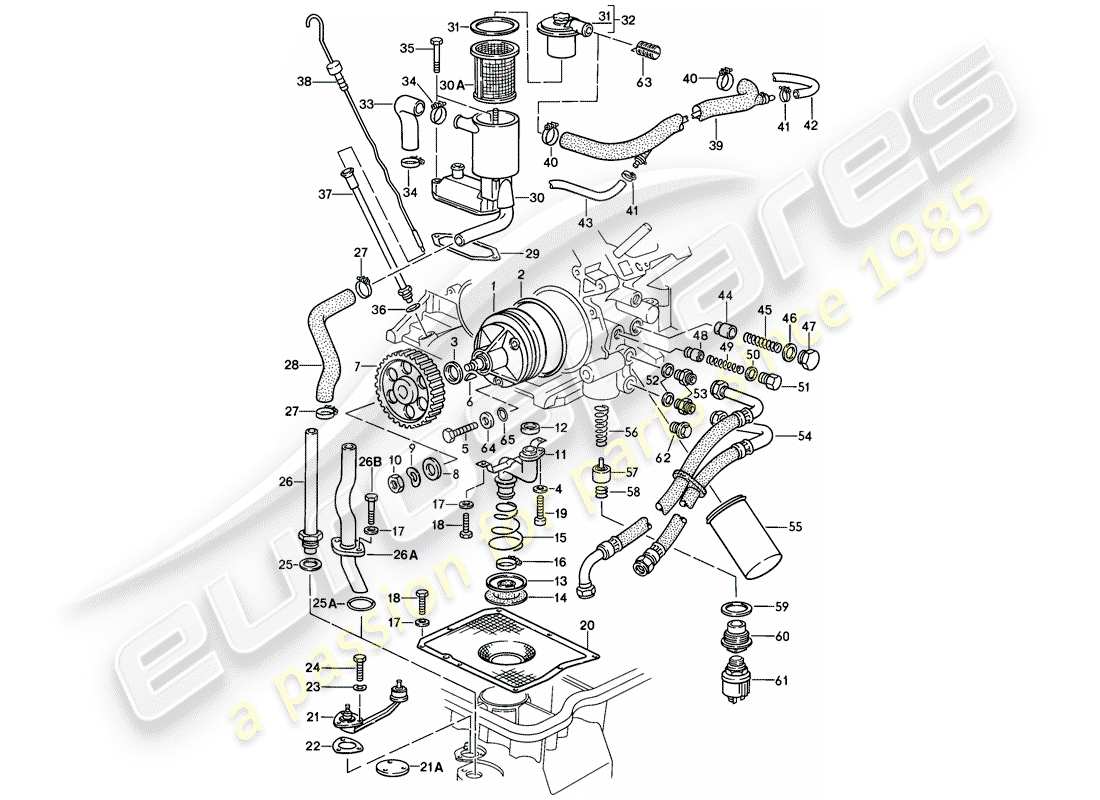 porsche 928 (1978) diagramma delle parti di lubrificazione del motore