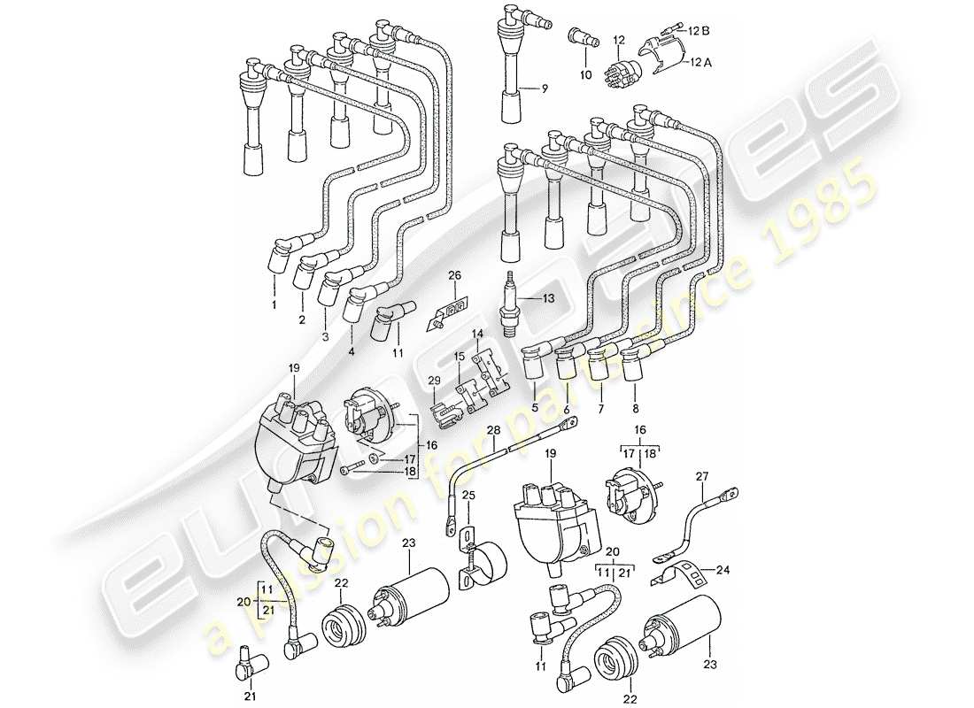 porsche 1987 (928) elettrica del motore diagramma delle parti