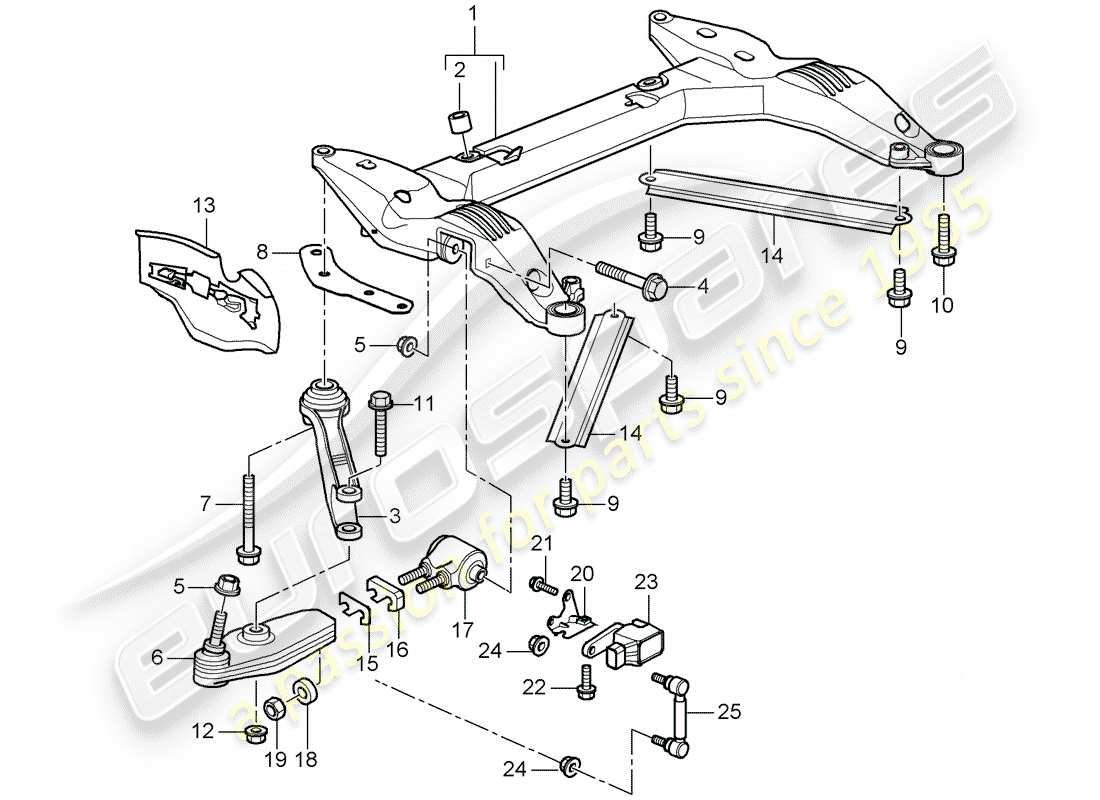 porsche 2005 (996 gt3) traversa - braccio di controllo del binario diagramma delle parti