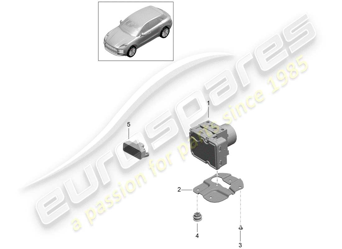 porsche 2019 (macan) unità idraulica diagramma delle parti