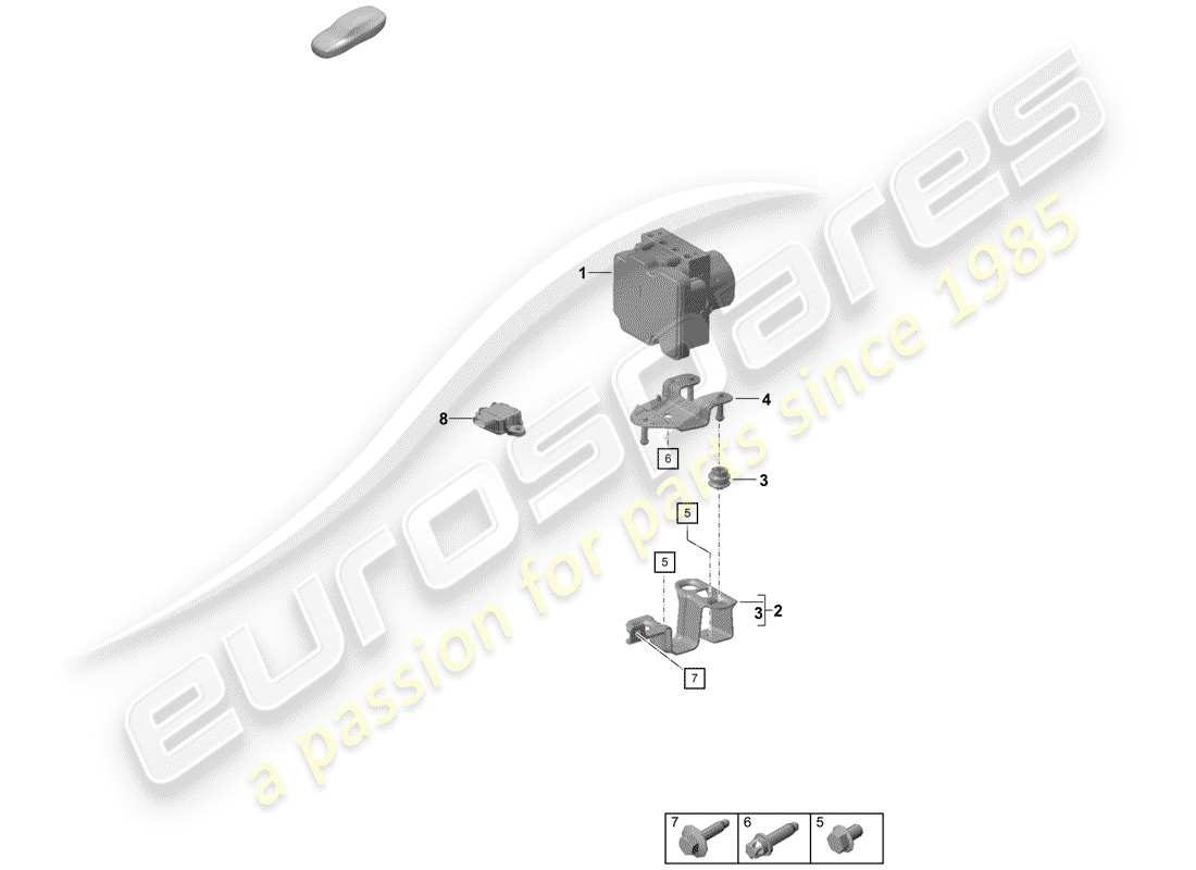 porsche 2019 (718 boxster spyder) schema delle parti dell'unità idraulica