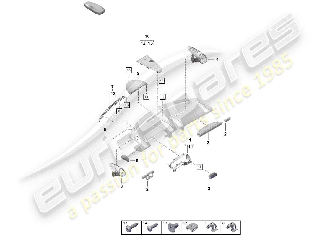 porsche 2019 (718 boxster spyder) accessori schema delle parti