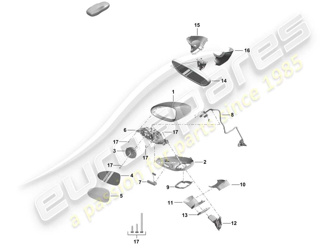 porsche 2019 (718 boxster spyder) specchio retrovisore schema delle parti