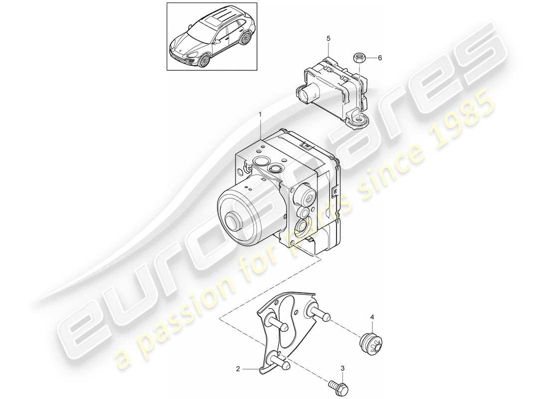 porsche 2018 (cayenne e2 92a) unità idraulica diagramma delle parti