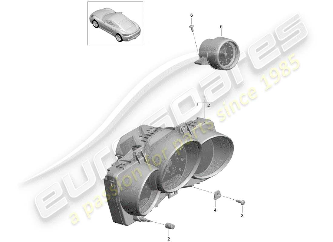 porsche 2017 (718 cayman) strumentazione diagramma delle parti