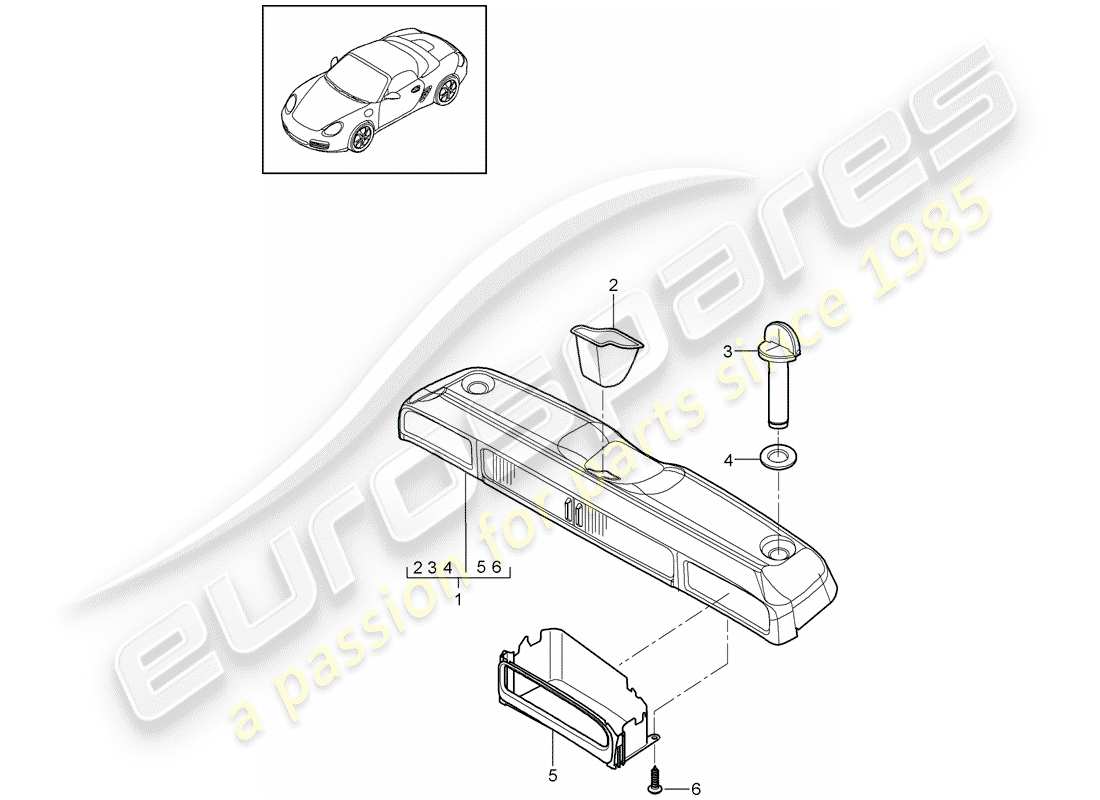 porsche 2011 (987 boxster) scatola di stoccaggio diagramma delle parti