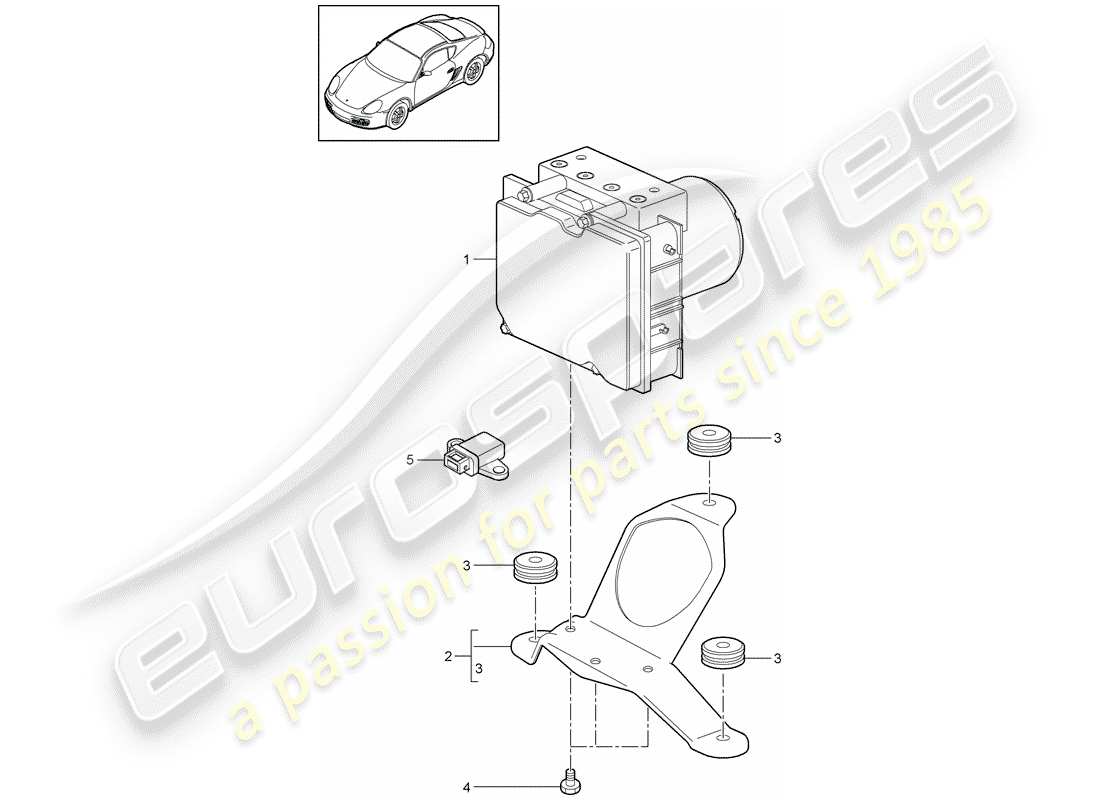 porsche 2009 (987 cayman) unità idraulica diagramma delle parti
