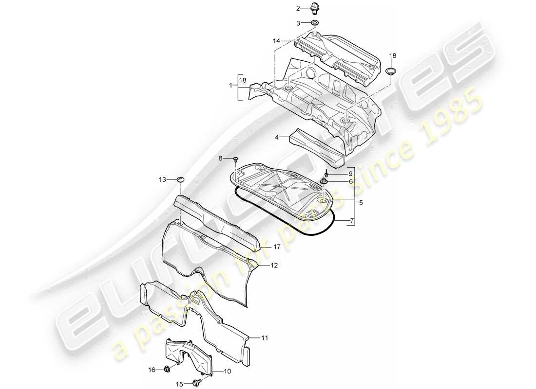 porsche 2010 (987 boxster) finiture diagramma delle parti