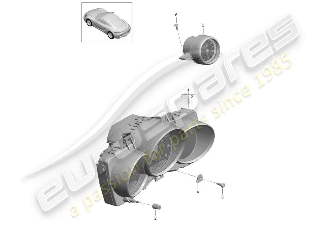 porsche 2020 (718 cayman) cronometro combinato diagramma delle parti