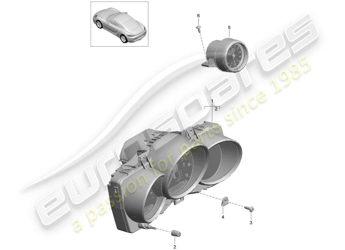porsche 2019 (718 cayman) strumentazione diagramma delle parti