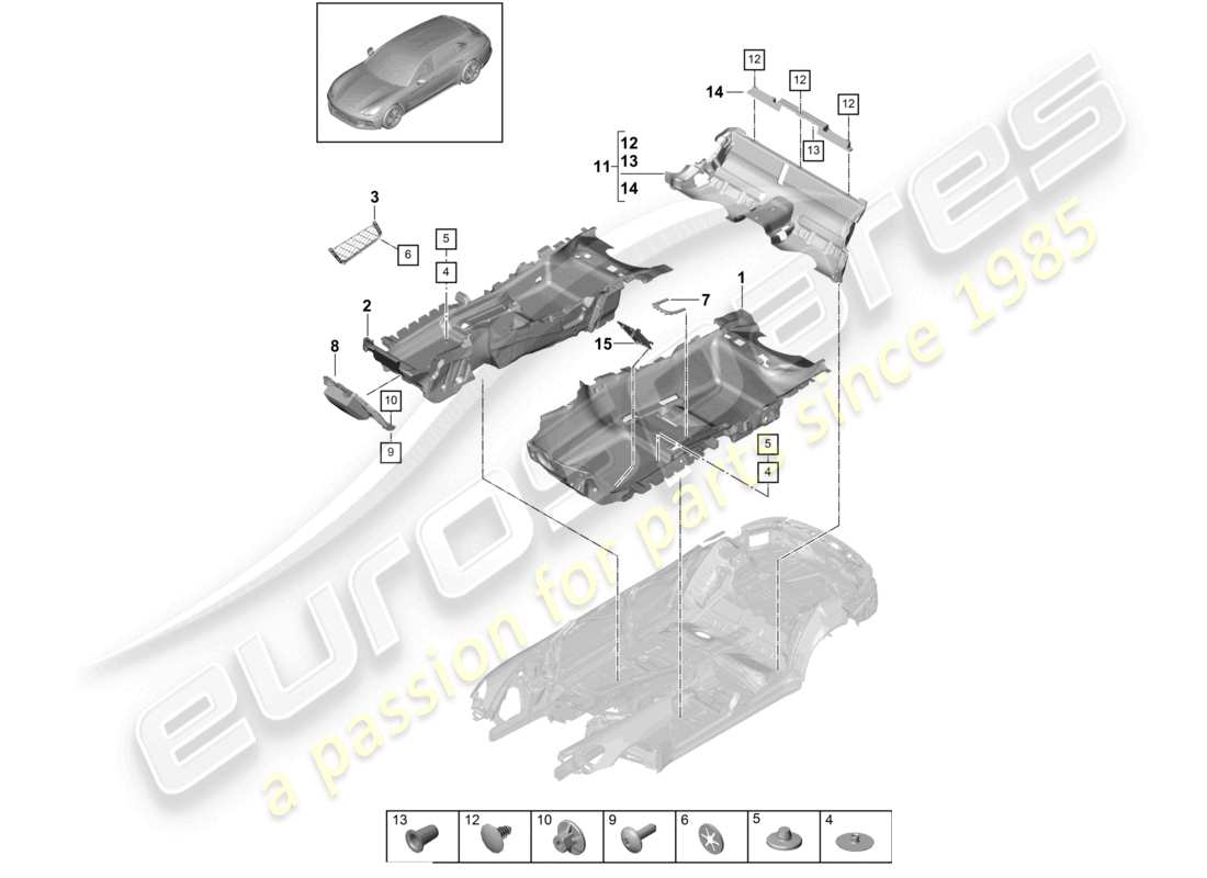 porsche 2019 (panamera 971-1) pavimentazione diagramma delle parti