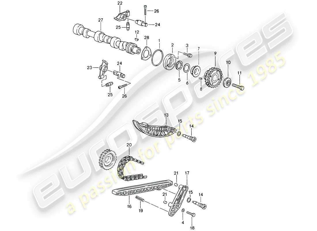 porsche 1994 (993) controllo della valvola diagramma delle parti