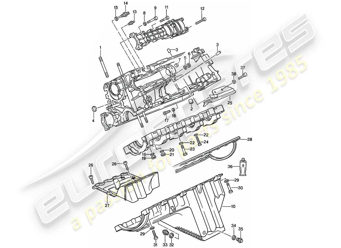 porsche 1987 (924s) basamento - fissaggi diagramma delle parti