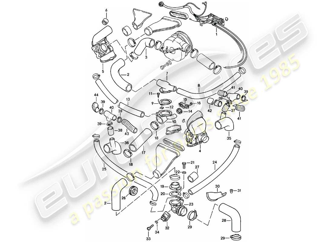 porsche 1979 (911) condotto dell'aria di raffreddamento - interruttore di controllo diagramma delle parti