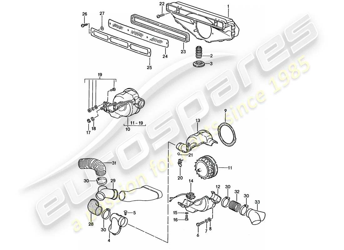 porsche 1989 (911) ventilazione - riscaldamento 1 diagramma delle parti