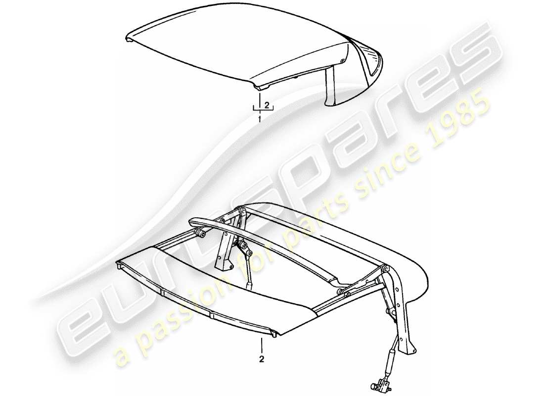 porsche 1981 (911) capote - telaio superiore - manuale diagramma delle parti