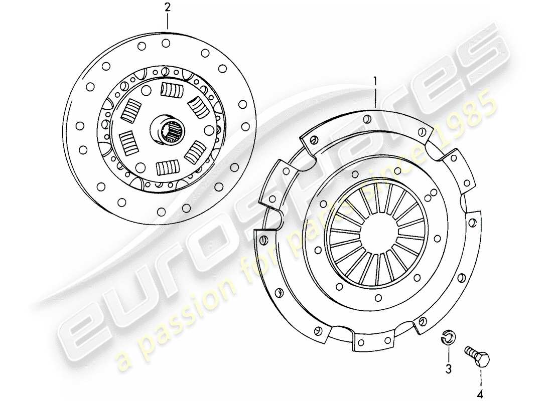 porsche 1968 (911/912) frizione diagramma delle parti