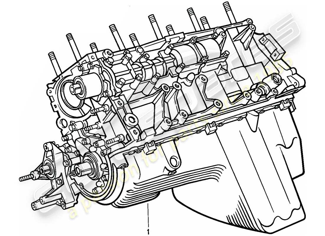 porsche 924s (1988) schema delle parti motore corto - basamento