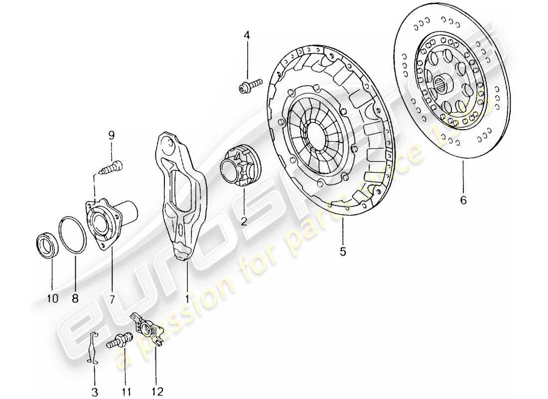 porsche 2004 (996) frizione diagramma delle parti
