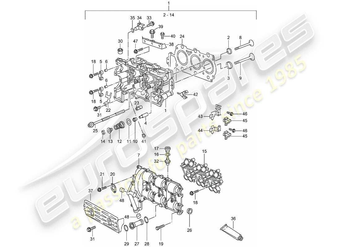 porsche 2004 (996) testa cilindro - d >> - mj 2001 schema delle parti