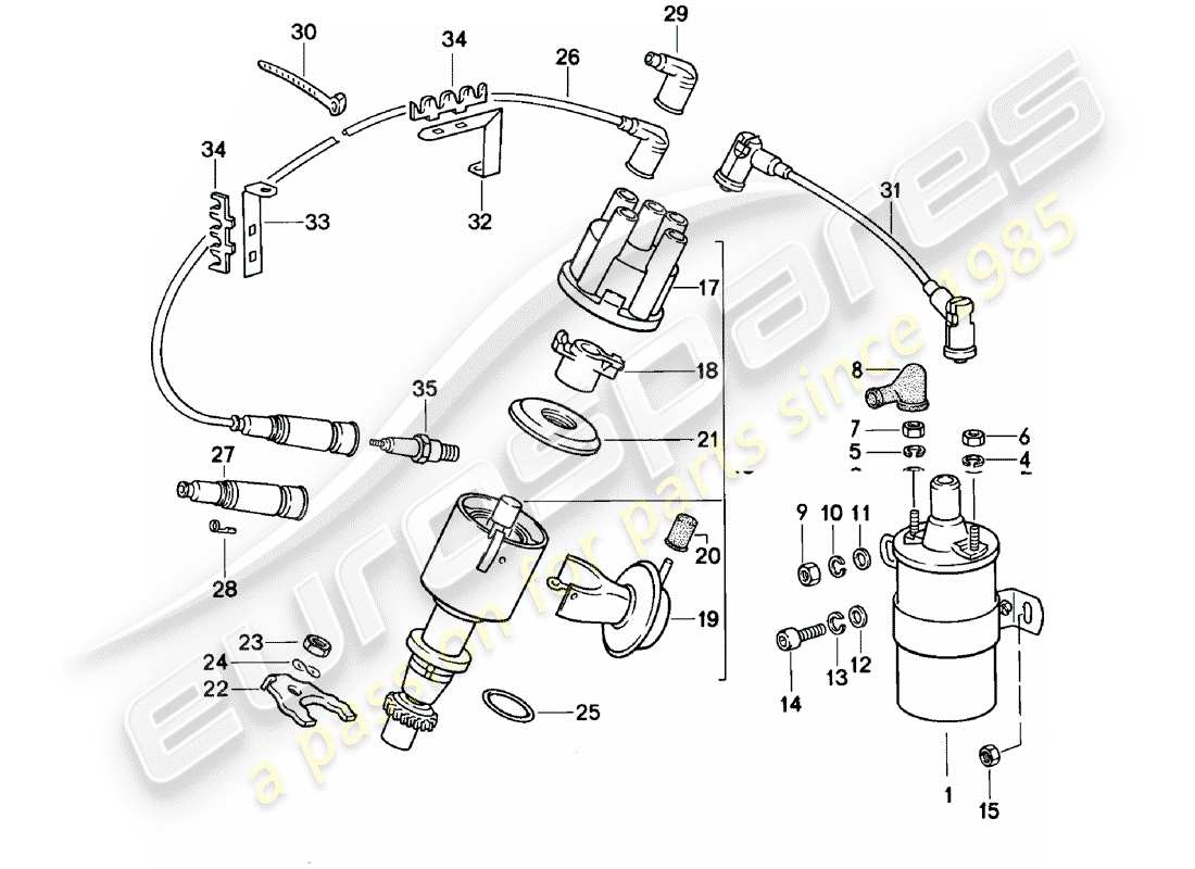 porsche 1980 (924) impianto elettrico del motore 1 diagramma delle parti
