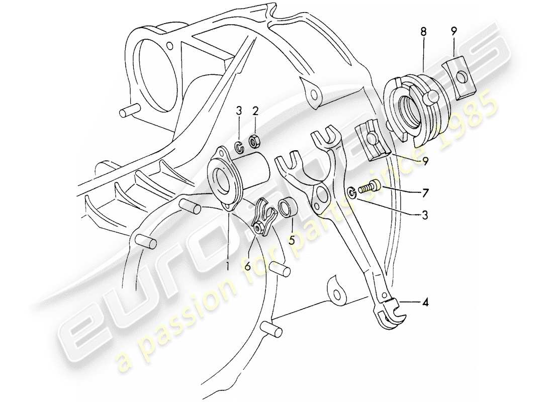 porsche 1969 (911/912) rilascio della frizione diagramma delle parti