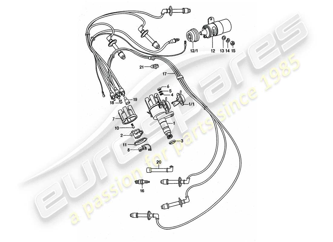 porsche 1976 (911 turbo) elettrica del motore diagramma delle parti