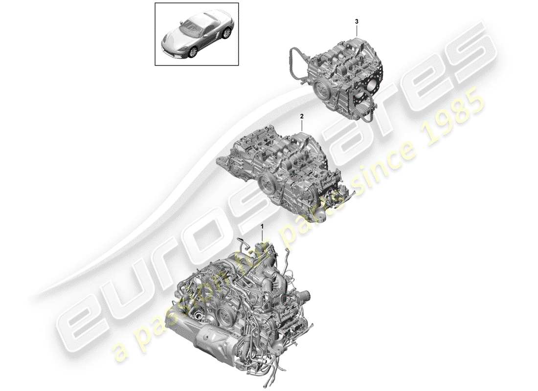 porsche 2018 (718 boxster) motore di sostituzione schema delle parti