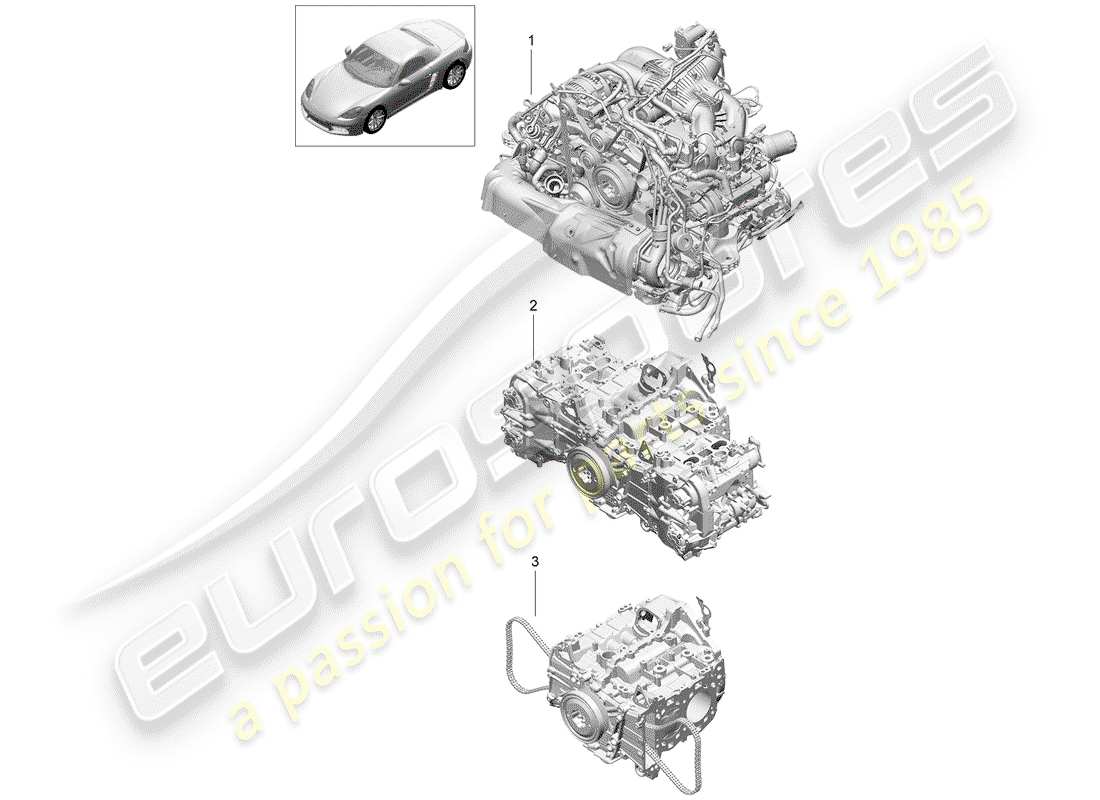 porsche 2018 (718 boxster) motore di sostituzione schema delle parti