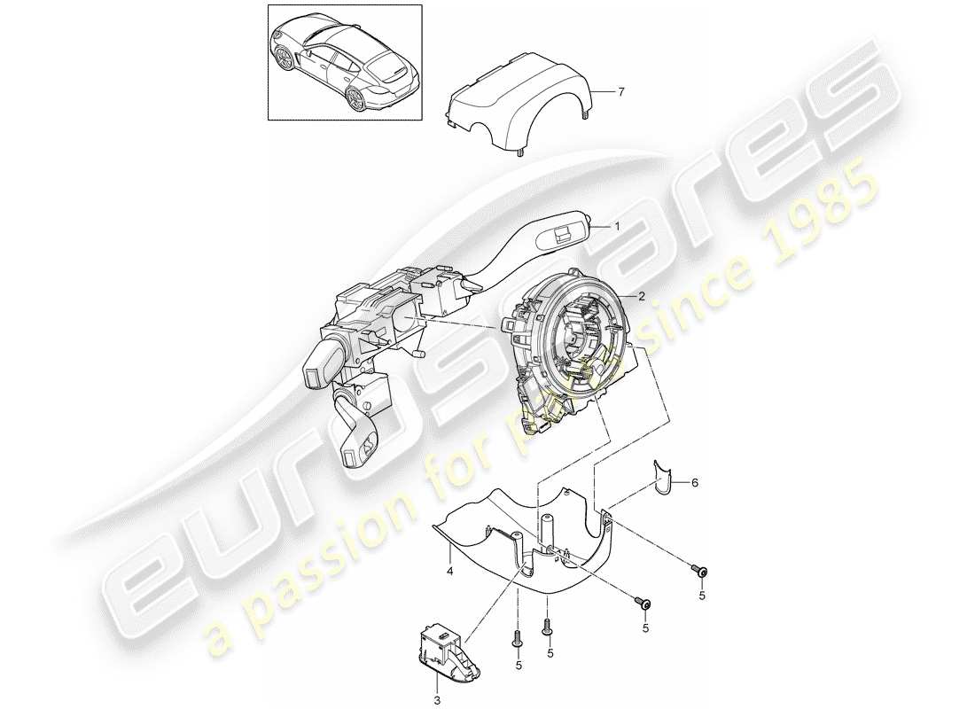 porsche 2012 (panamera 970) interruttore piantone sterzo diagramma delle parti