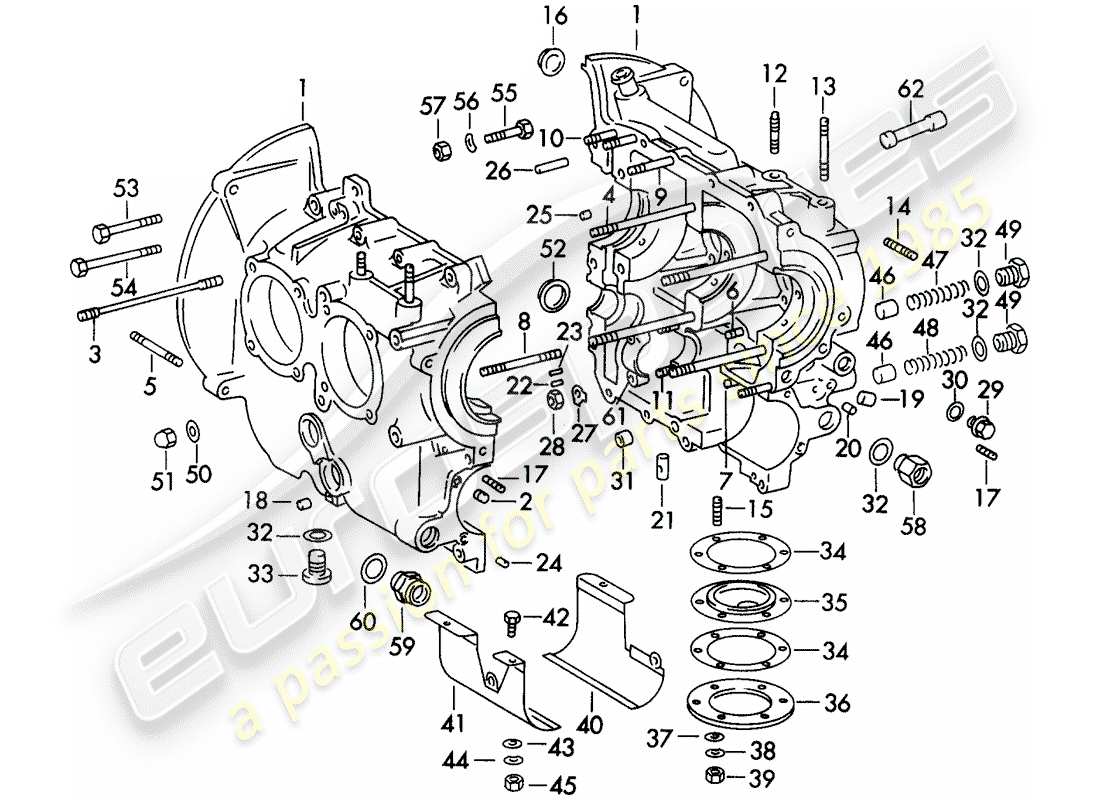 porsche 1961 (356b/356c) basamento diagramma delle parti