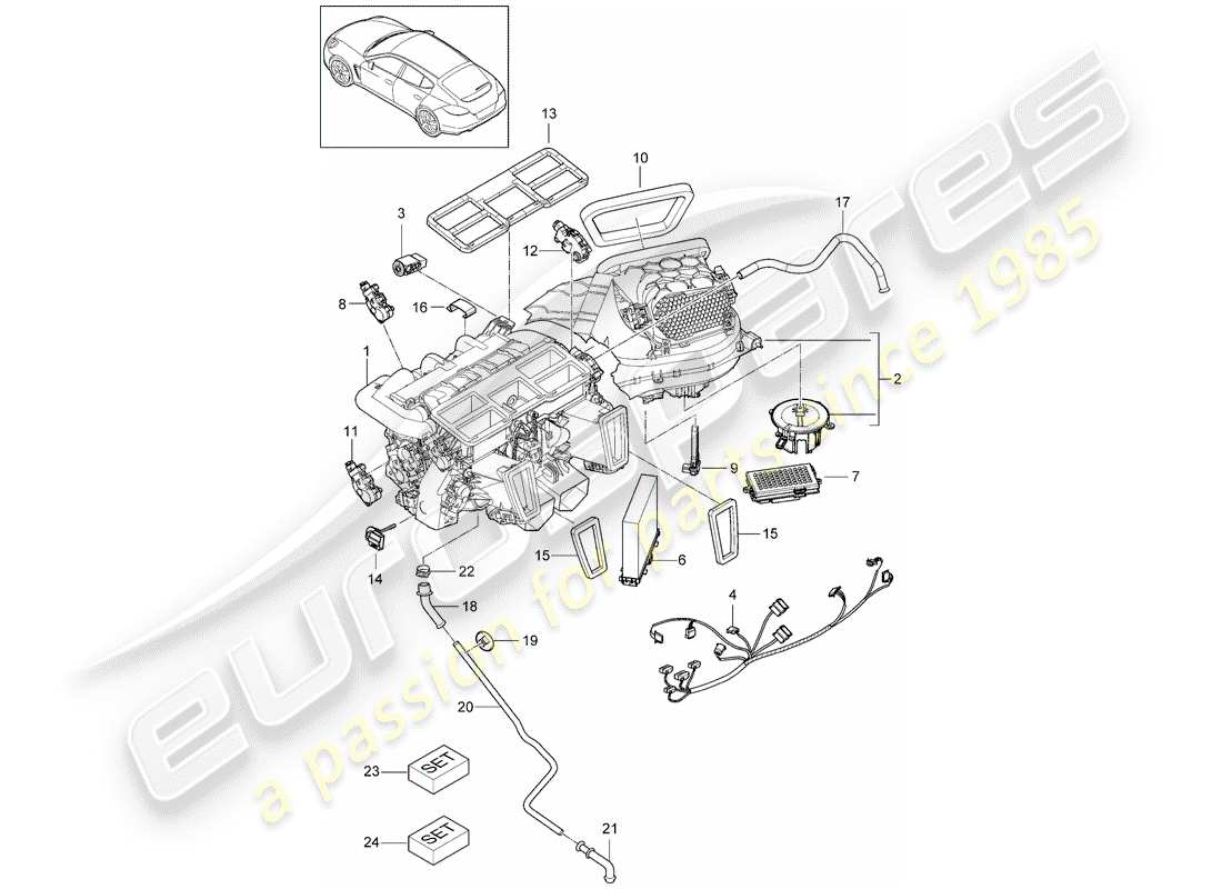 porsche 2011 (panamera 970) schema delle parti del condizionatore d'aria