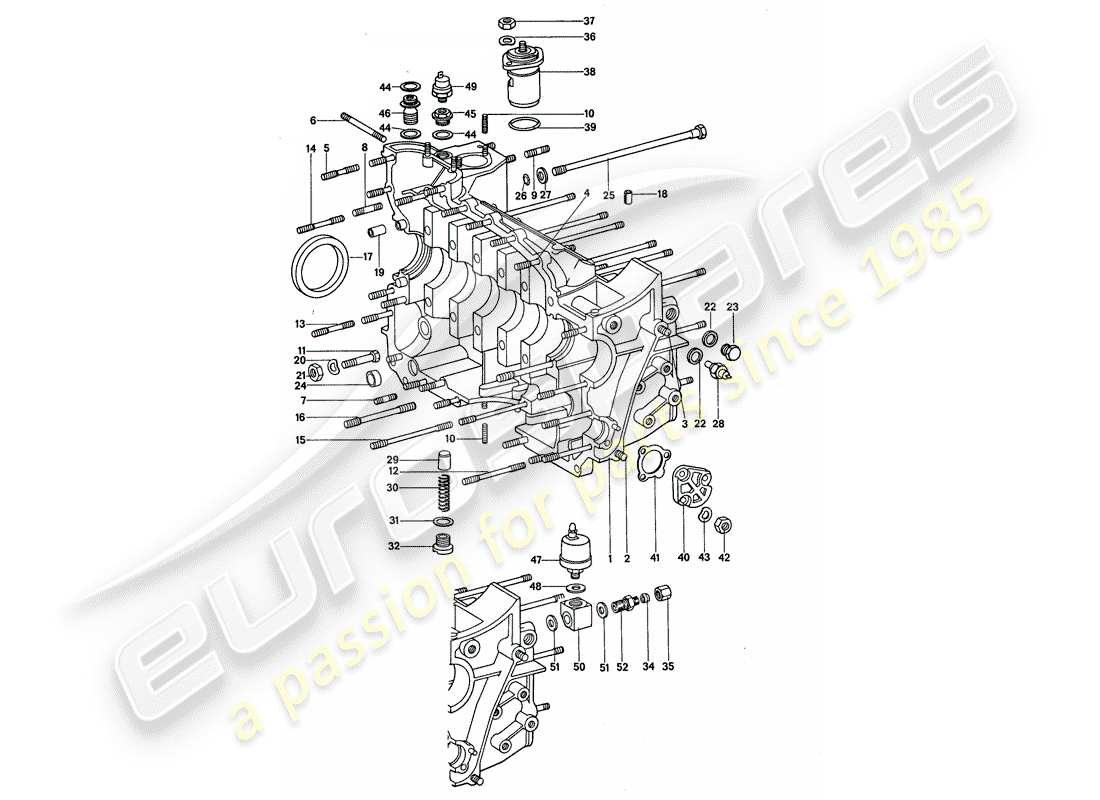 porsche 1977 (911) basamento - set di riparazione per manutenzione - vedi illustrazione: esploso delle parti
