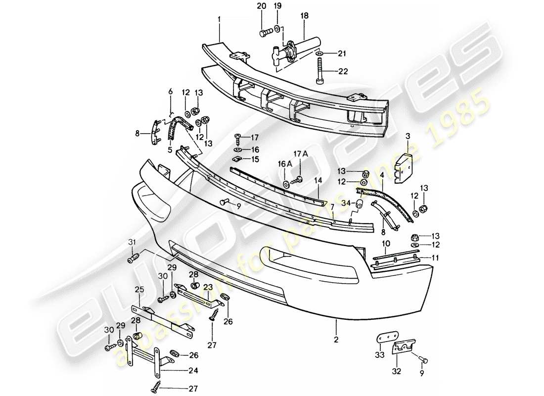porsche 1987 (928) paraurti diagramma delle parti