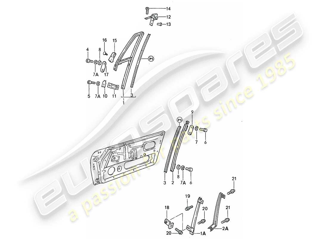 porsche 1987 (911) cornice della finestra diagramma delle parti
