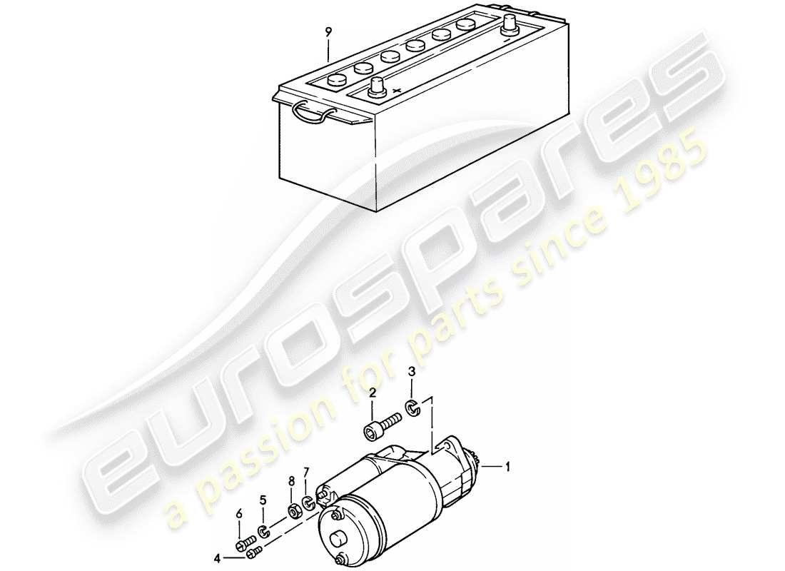 porsche 1983 (928) avviamento - batteria diagramma delle parti