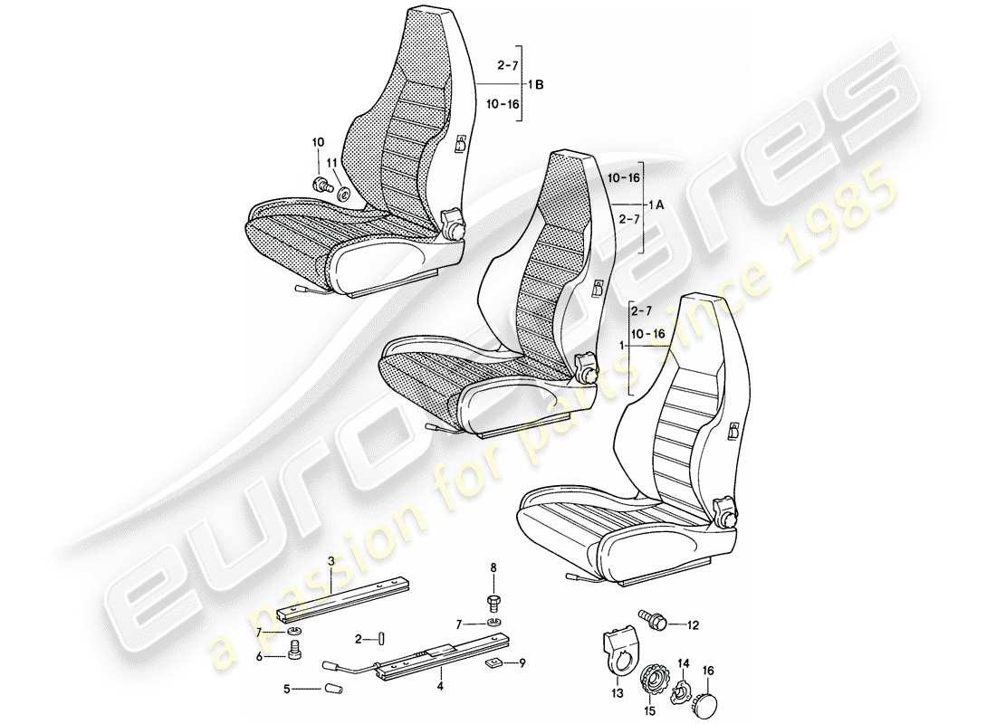 porsche 1986 (928) sedile sportivo - regolabile manualmente - completo - d >> - mj 1984 schema delle parti