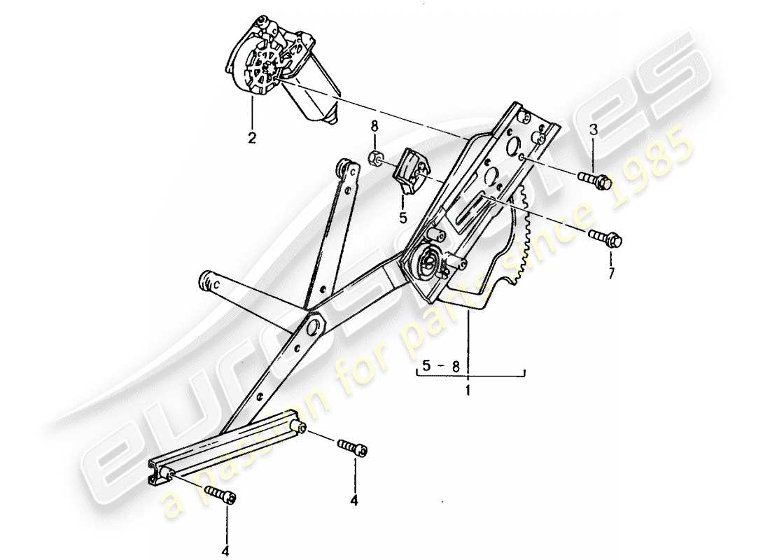 porsche 1998 (993) regolatore della finestra - elettrico diagramma delle parti