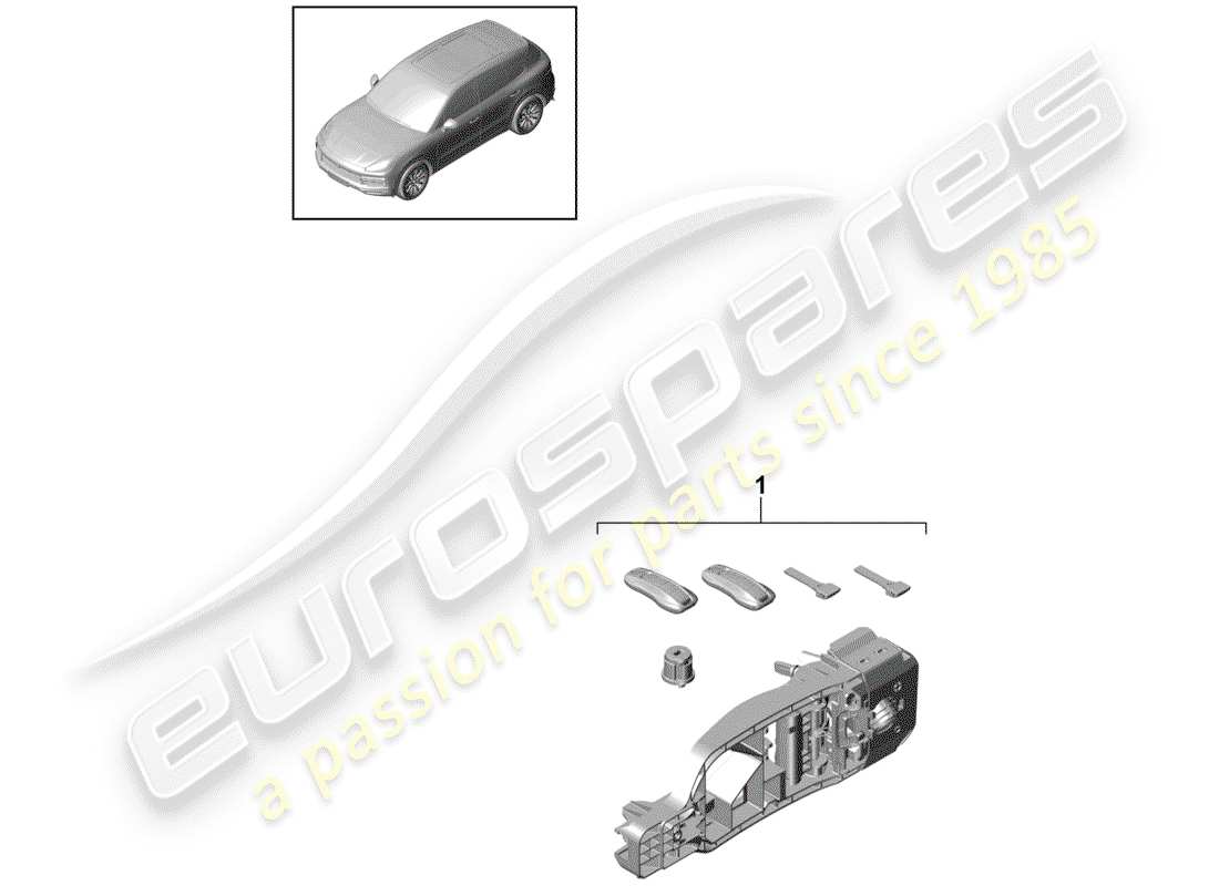 porsche 2018 (cayenne e3 9ya/9yb) 1 imposta cilindri di serratura diagramma delle parti