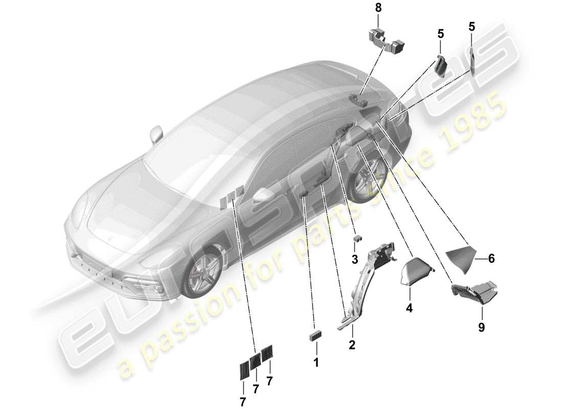 porsche 2020 (panamera 971-1) assorbitore acustico diagramma delle parti