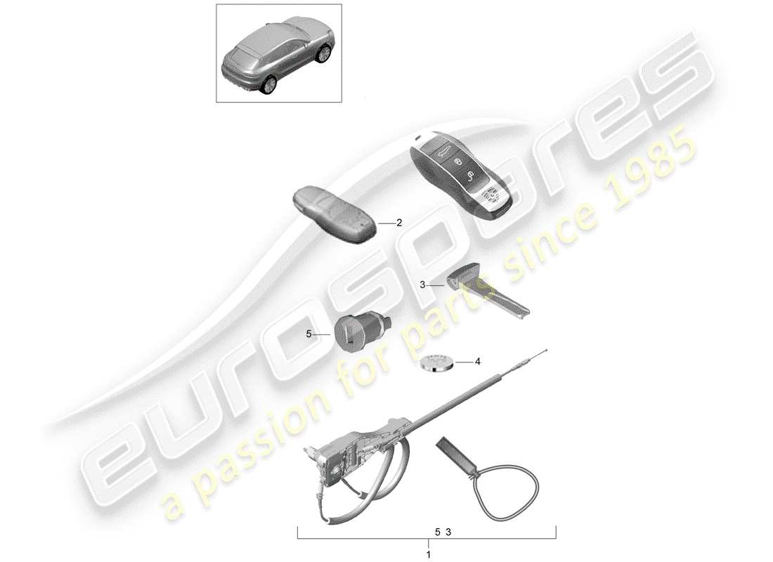 porsche 2020 (macan) 1 set di serratura diagramma delle parti