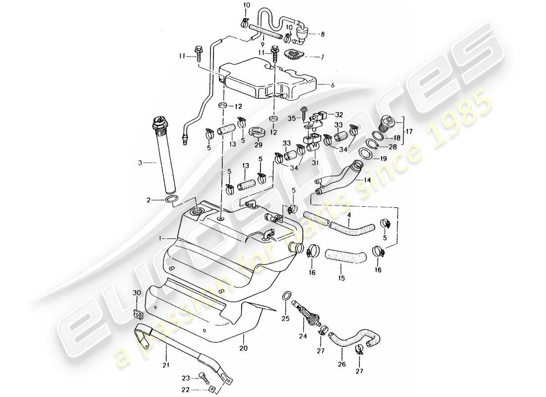 porsche 1998 (993) serbatoio di carburante diagramma delle parti