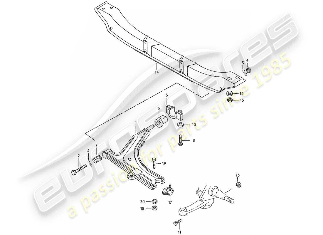 porsche 1977 (924) braccio di controllo del binario - traversa diagramma delle parti