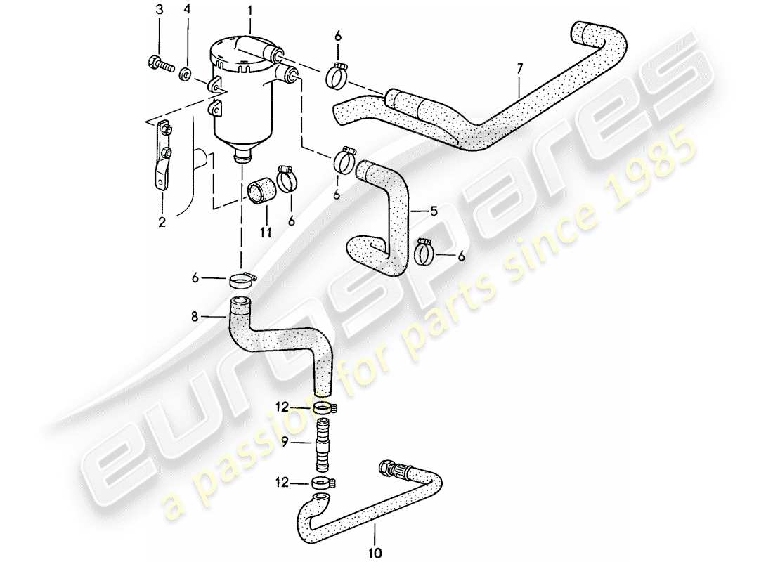 porsche 1987 (911) schema delle parti del separatore olio