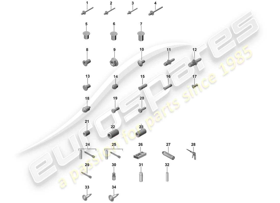 porsche 2018 (panamera 971-1) diagramma delle parti degli elementi di fissaggio
