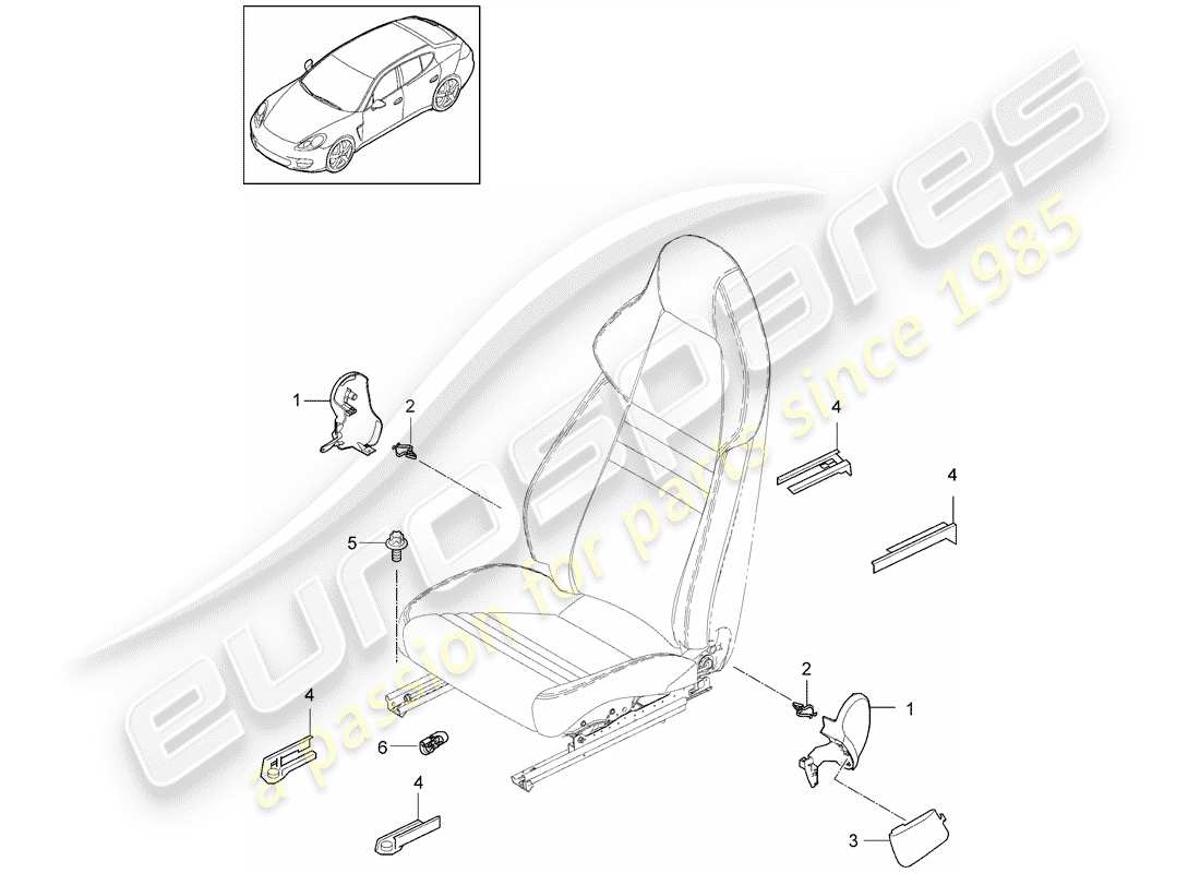 porsche 2011 (panamera 970) sedile sportivo schema delle parti